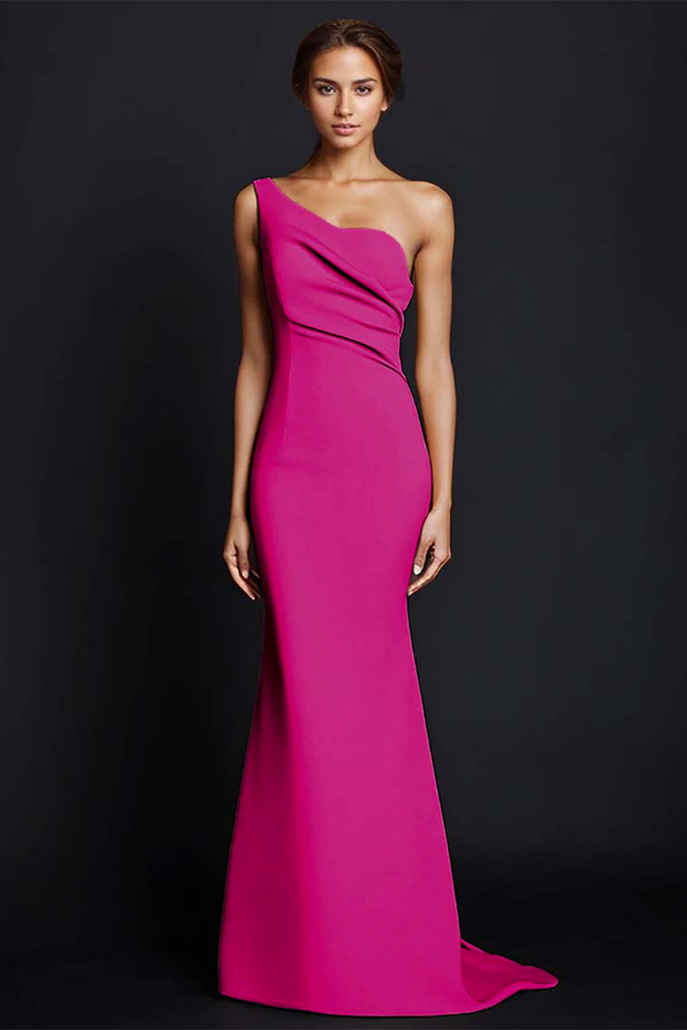 Robe longue formelle sirène kaki à une épaule