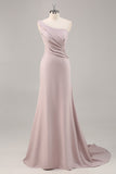 Robe longue formelle sirène kaki à une épaule