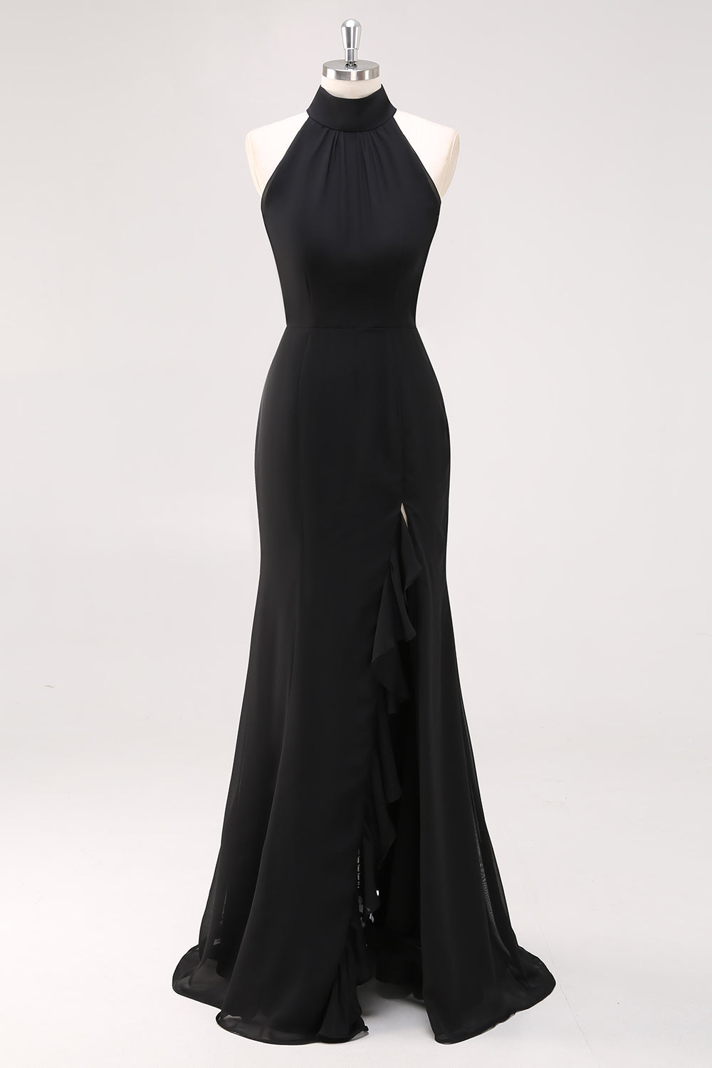Dos nu Noir à volants Sirène Robe longue formelle avec fente