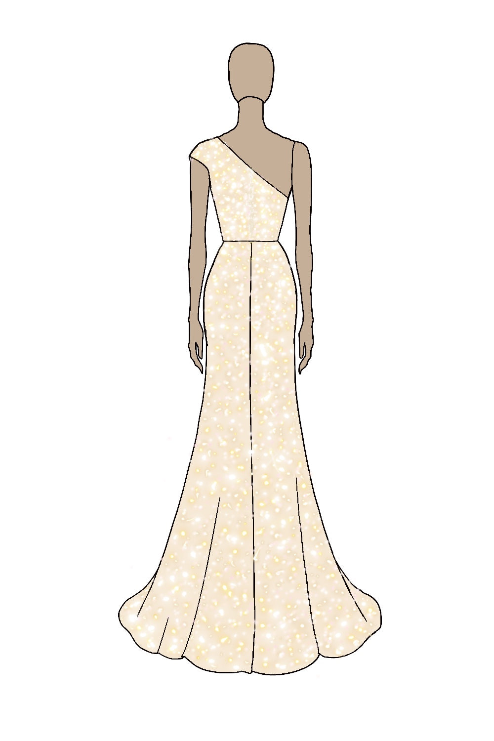 Robe formelle sirène champagne scintillante à une épaule avec paillettes