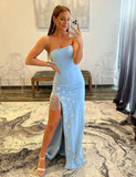 Robe de bal de fin d'année noire sans bretelles avec étoiles brillantes