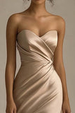 Champagne Sweetheart Robe longue formelle avec fente