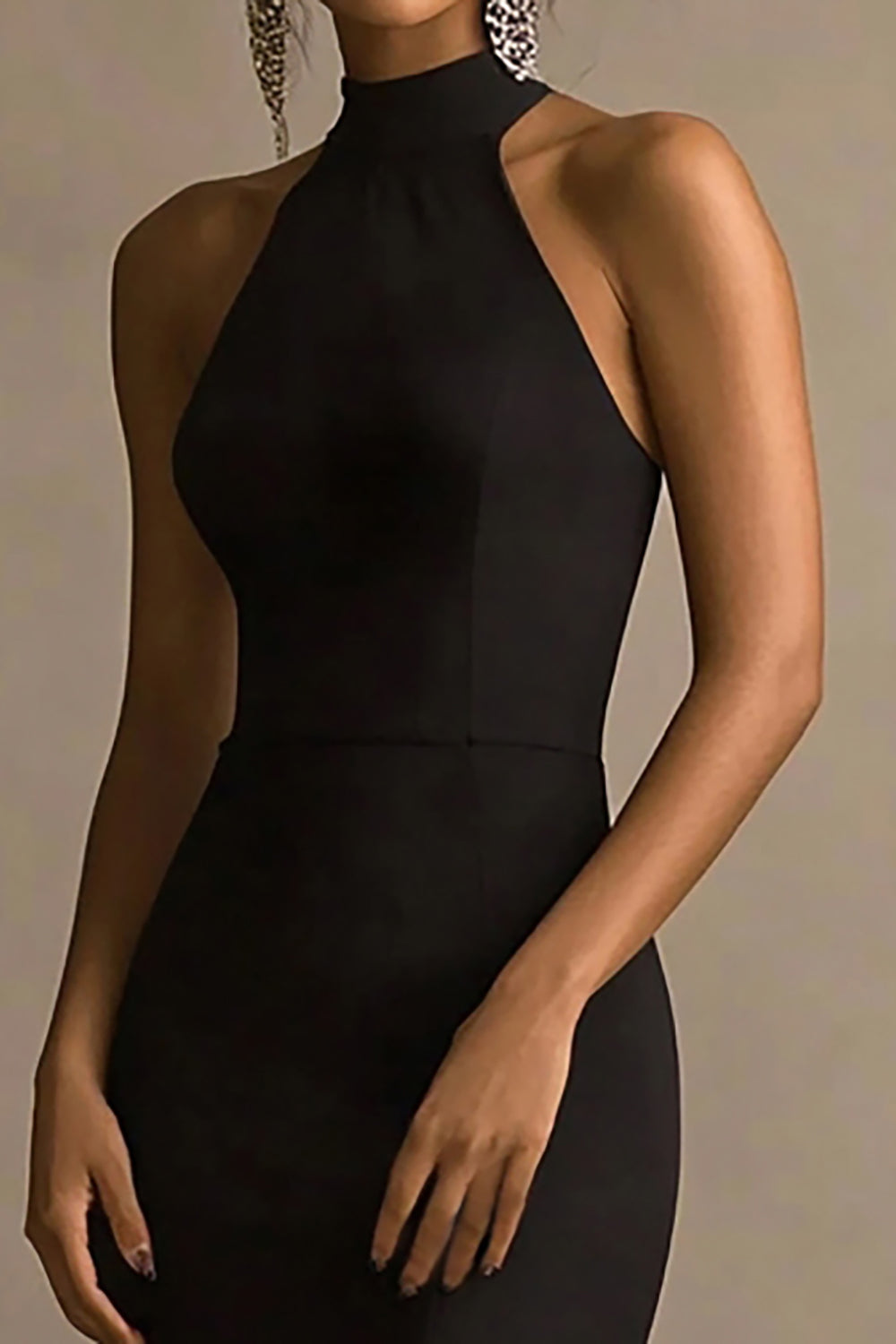 Halter Mermaid Robe longue cravate noire