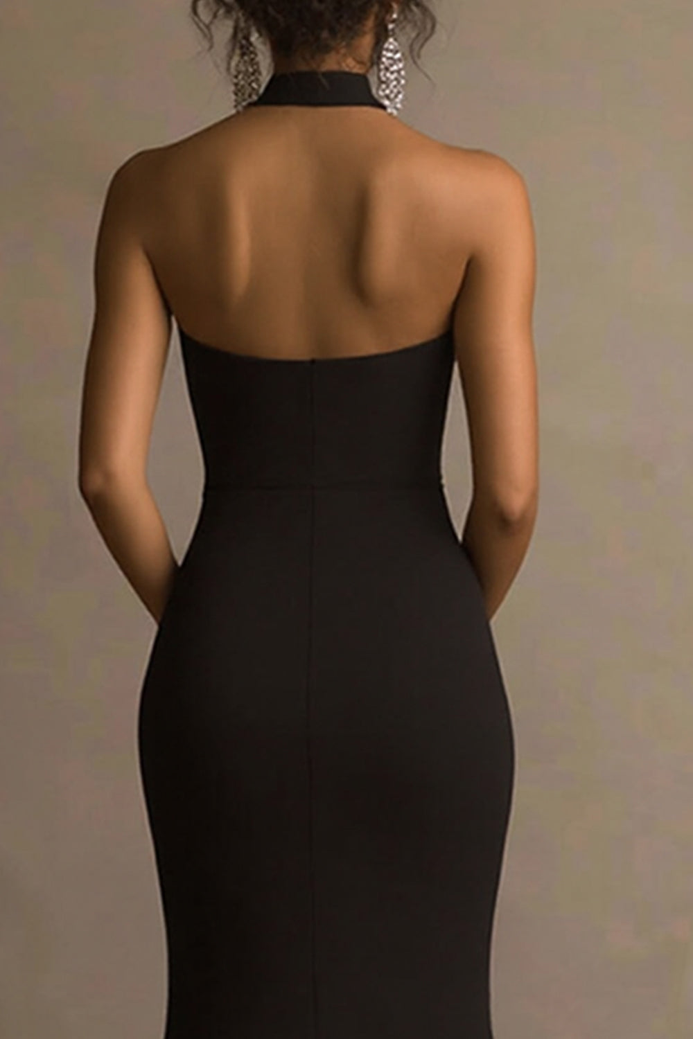 Halter Mermaid Robe longue cravate noire