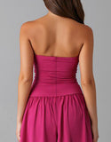 Simple Fuchsia Mousseline De Soie Sans Bretelles Une Robe De Soirée Trapèze