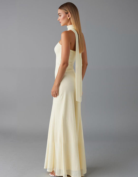Daffodil Sirène Robe de soirée sans bretelles en mousseline de soie