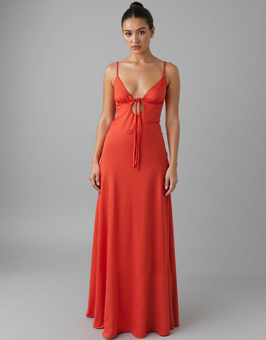 Pastèque Trapèze Trou de serrure Robe longue d’invitée de mariage