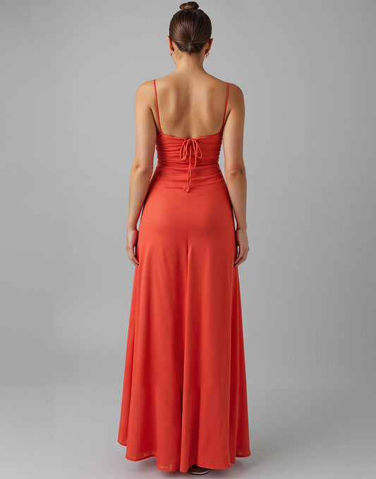 Pastèque Trapèze Trou de serrure Robe longue d’invitée de mariage