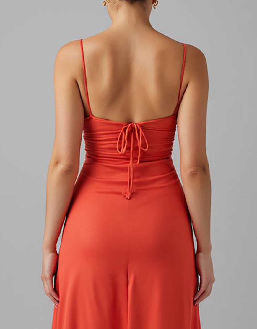 Pastèque Trapèze Trou de serrure Robe longue d’invitée de mariage