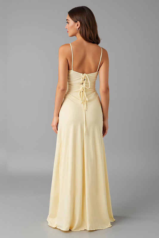 Robe de soirée longue simple fourreau ivoire