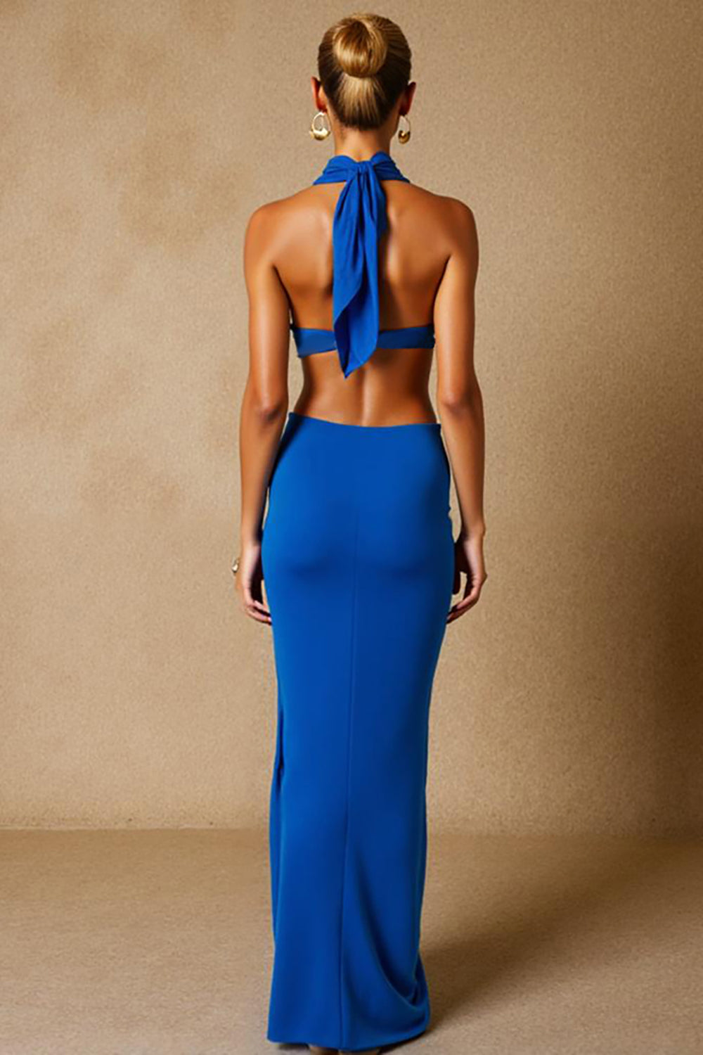Robe de soirée dos nu sirène bleu royal