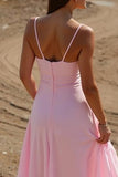 Robe de soirée trapèze rose simple