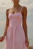 Robe de soirée trapèze rose simple