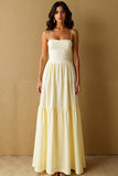 Robe de soirée longue trapèze jaune clair