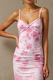 Robe de bal à fourreau floral rose clair