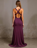 Robe longue formelle en fourreau prune