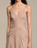 Robe maxi de bal trapèze abricot