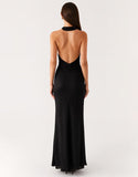 Robe longue noire gaine dos nu noire