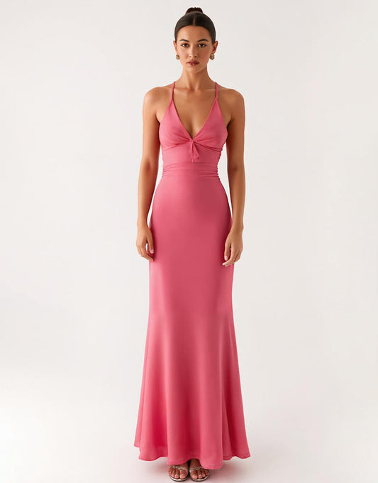 Robe de soirée fourreau rose du désert jusqu’à la cheville