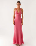 Robe de soirée fourreau rose du désert jusqu’à la cheville