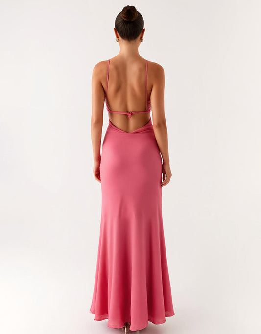 Robe de soirée fourreau rose du désert jusqu’à la cheville
