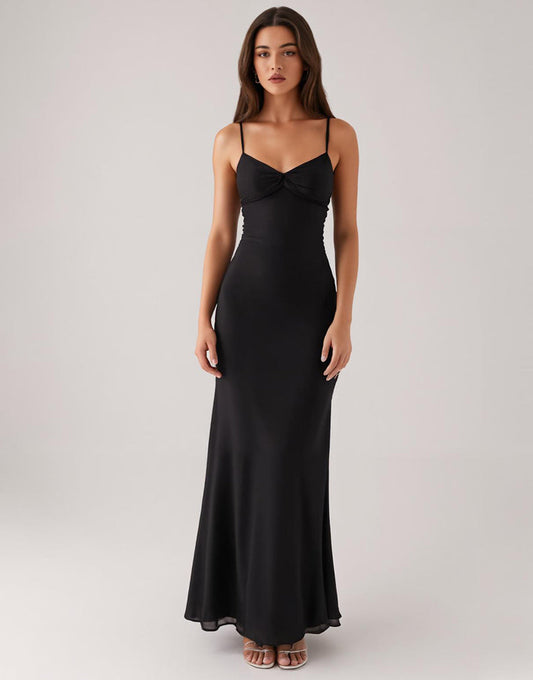 Robe fourreau à bretelles spaghetti noire