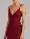 Robe de soirée sirène à lacets bordeaux