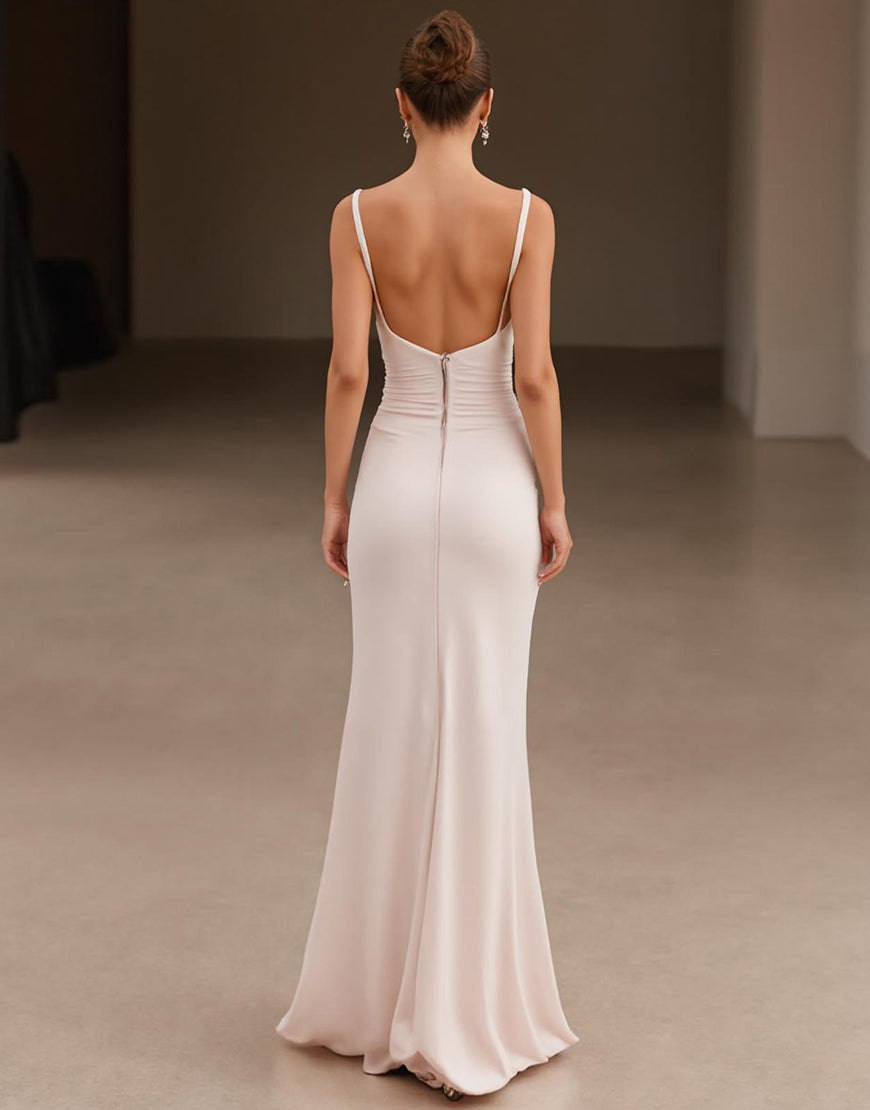 Robe formelle à bretelles spaghetti ivoire