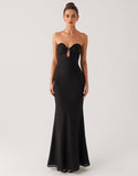 Robe bustier sirène découpée noire cravate