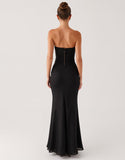 Robe bustier sirène découpée noire cravate