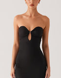 Robe bustier sirène découpée noire cravate
