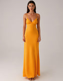 Robe formelle fourreau à bretelles spaghetti jaunes