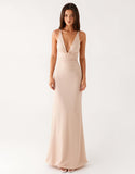 Abricot Robe Formelle Fourreau Col V Profond Fronce