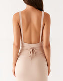 Abricot Robe Formelle Fourreau Col V Profond Fronce