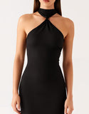 Robe cravate noire dos nu sirène