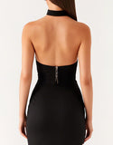 Robe cravate noire dos nu sirène