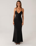 Sirène Spaghetti Straps Dos Nu Robe Cravate Noire