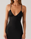 Sirène Spaghetti Straps Dos Nu Robe Cravate Noire