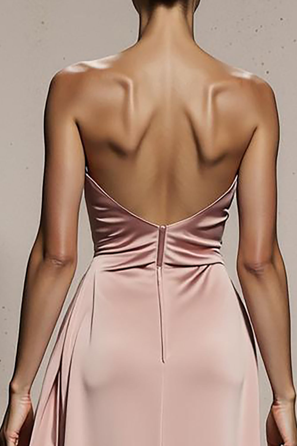 Robe bustier sirène rose clair Maxi Gala avec fente