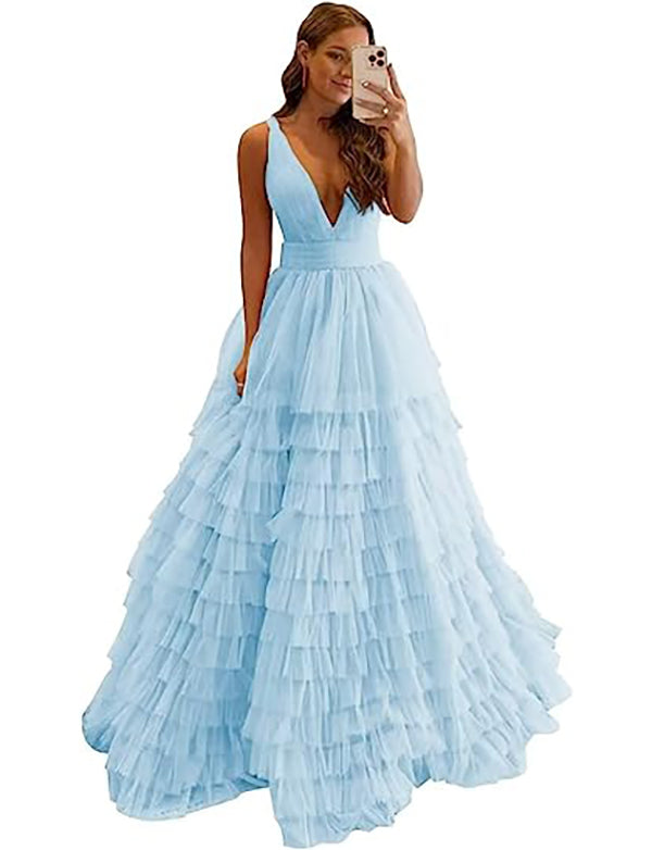 Dressself Robe de Soirée Princesse en Mousseline Tenue de Bal