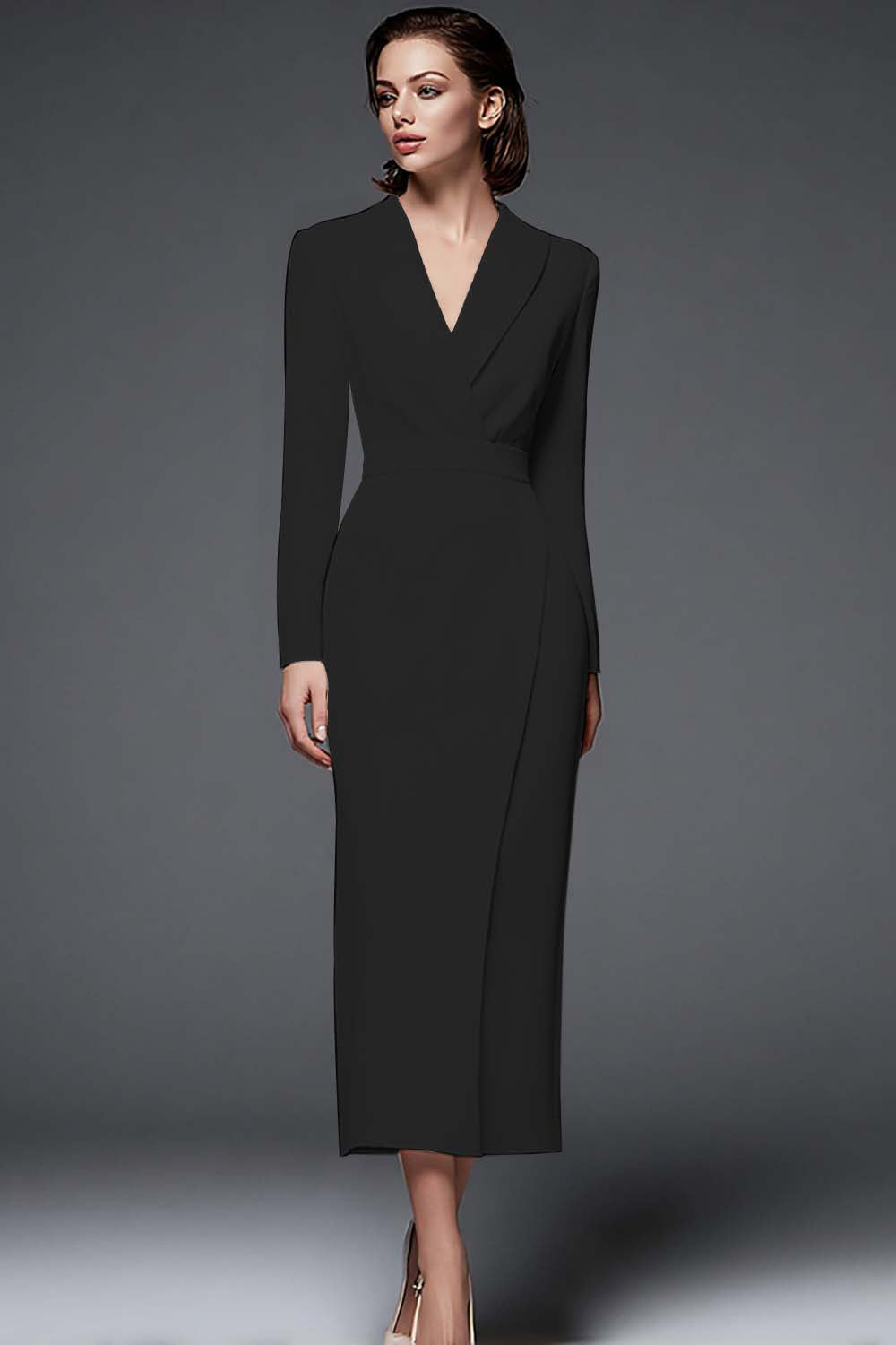 Robe de travail fourreau ivoire à manches longues