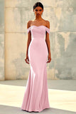 Sirène épaule dénudée Robe longue formelle en mousseline de soie violette
