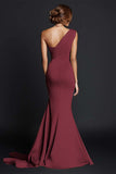 Robe longue formelle sirène kaki à une épaule