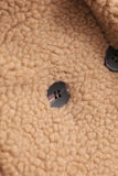 Marron Revers Entonné Long Manteau en laine teddy