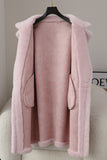 Marron Revers Entonné Long Manteau en laine teddy
