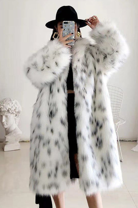 Manteau de shearling blanc surdimensionné en fausse fourrure