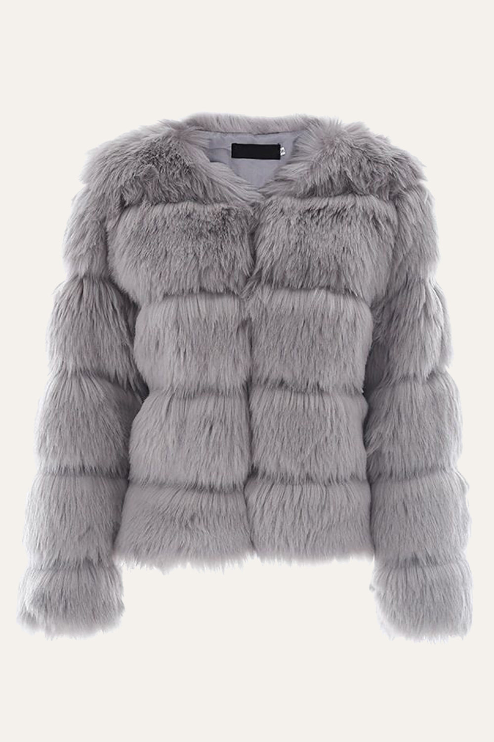 Gris Moelleux Cropeed Shawl Lapel Fausse Fourrure Shearling Manteau