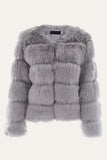 Gris Moelleux Cropeed Shawl Lapel Fausse Fourrure Shearling Manteau