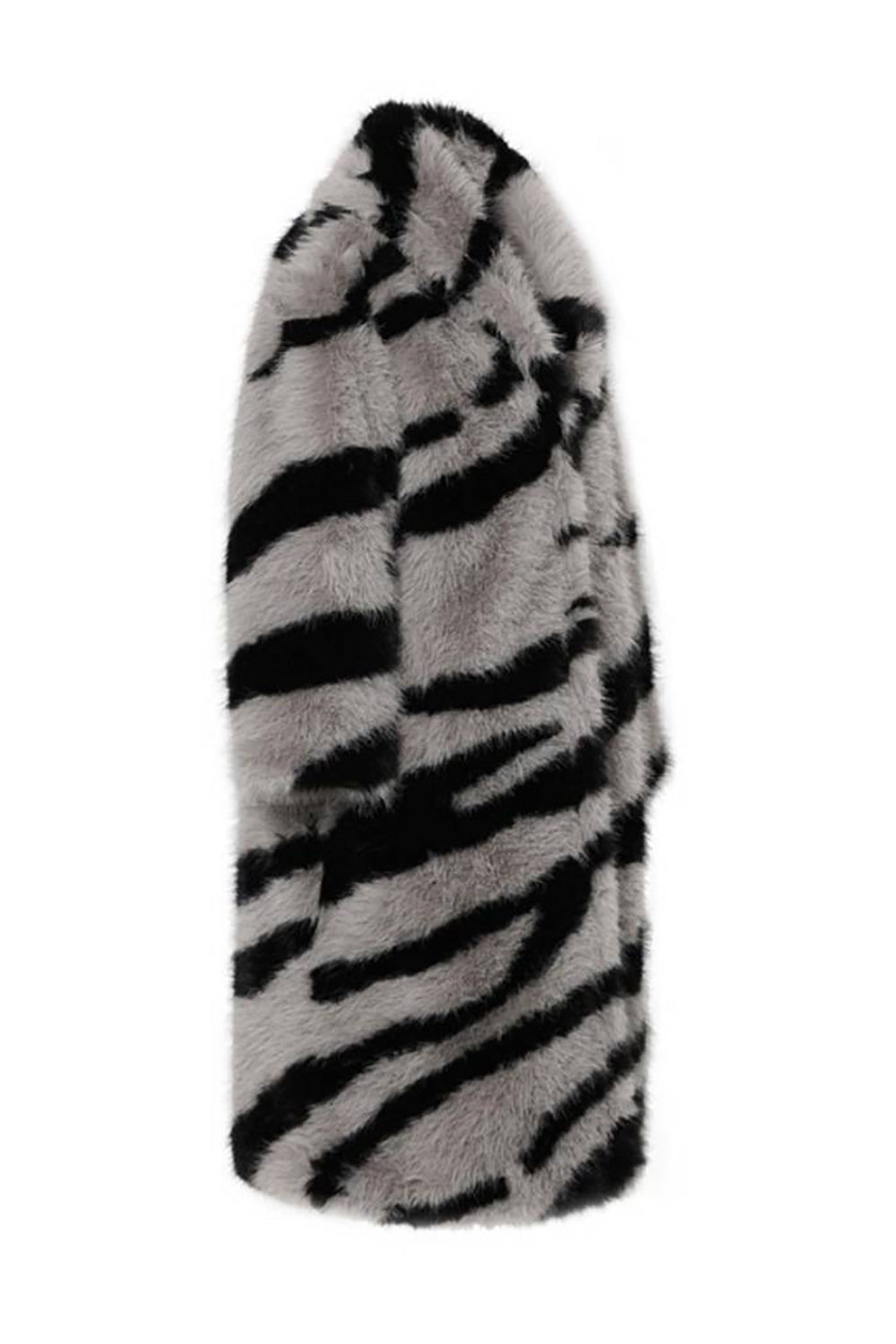 Motif zèbre gris foncé imitation manteau en shearling longue fausse fourrure surdimensionnée