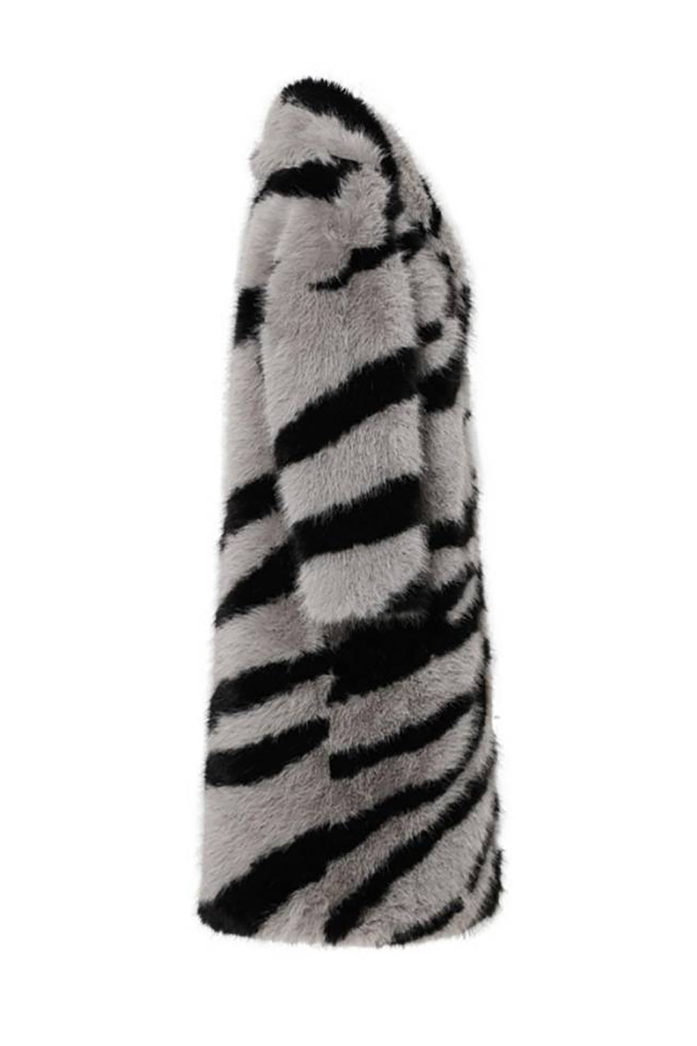 Motif zèbre gris foncé imitation manteau en shearling longue fausse fourrure surdimensionnée